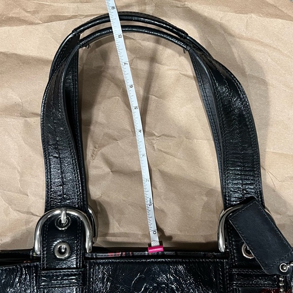 Signature Coach Poppy Bag Red And Black Plaid Shoulder Handbag Medium Size Purse - Picture 15 of 16